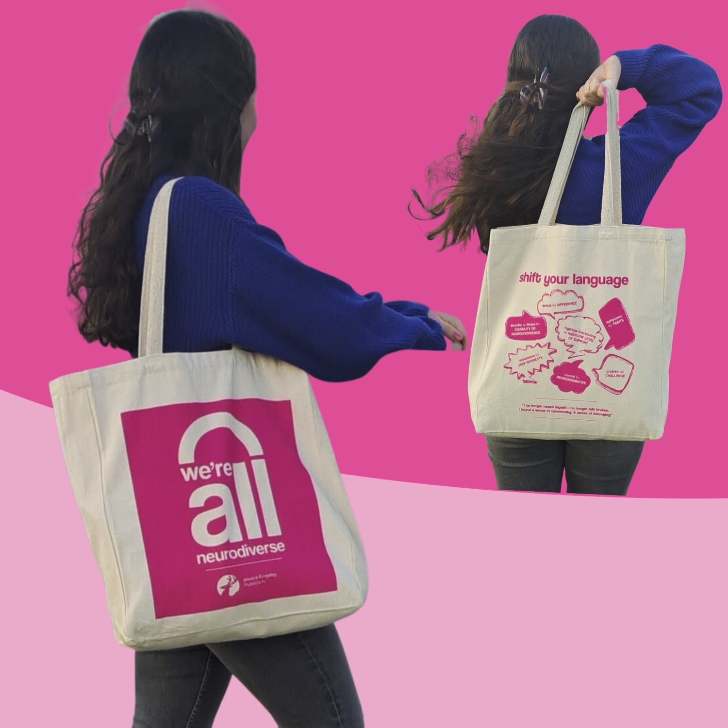 'We're All Neurodiverse' Large Tote Bag by Sonny Jane Wise